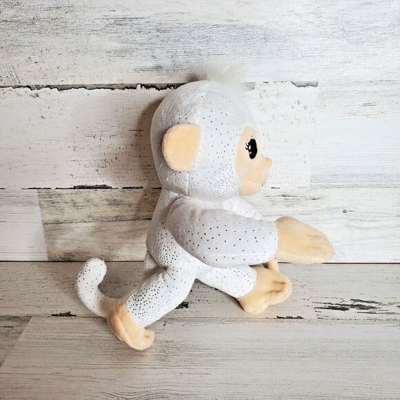 Fingerlings Plush Monkey White w/ Silver Glitter Poseable Limbs 9" Stuffed Toy - Picture 2 of 8